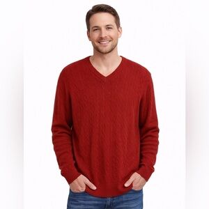 Turnbury Dark Red Silk/Cashmere V Neck Long Sleeved Sweater XL